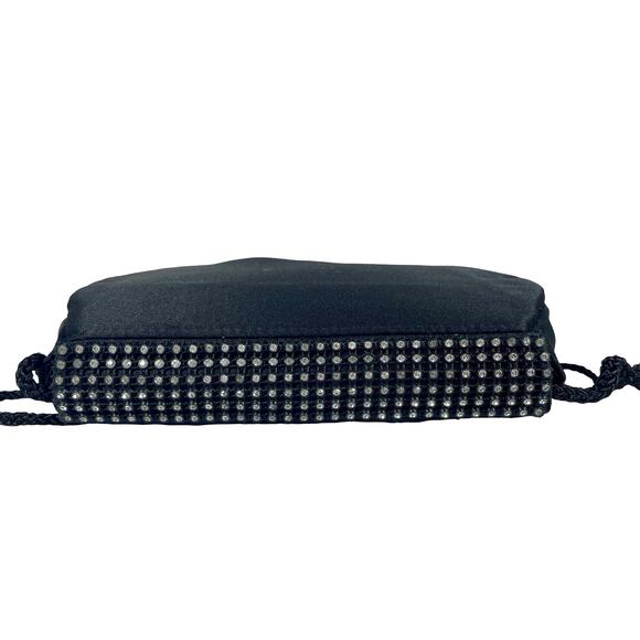 Vintage 70s Lady Priscilla Black Satin Clamshell Clutch Purse - Picture 2 of 10